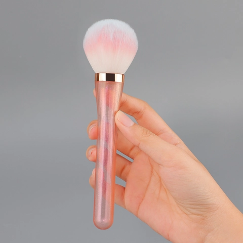 Professioneller Puder-Make-up-Pinsel Synthetikfaser Farbverlauf Pink Weiche Borsten Roségold Glitzergriff Tragbares Beauty-Tool