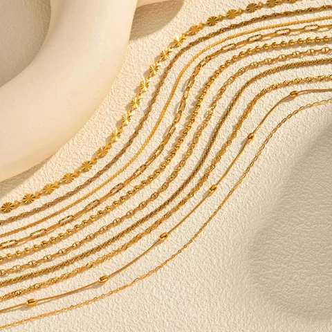 Minimalistische Edelstahl Halskette IP Vergoldet Kugel Büroklammer Kette Für Damen Tägliche Modeschmuck