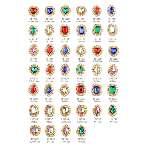 Decoraciones de Arte de Uñas de Aleación de Lujo Corazón Forma Marquesa con Strass Incrustados Joyas de Manicura Oro Plata Metal Amuletos DIY para Mujeres