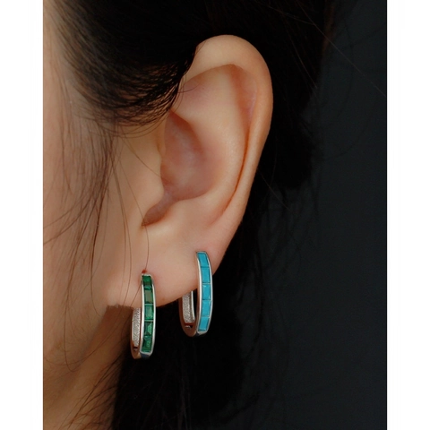Orecchini A Cerchio In Argento Sterling 925 Vintage Francese A Forma Di U Zirconia Colorata Per Donne
