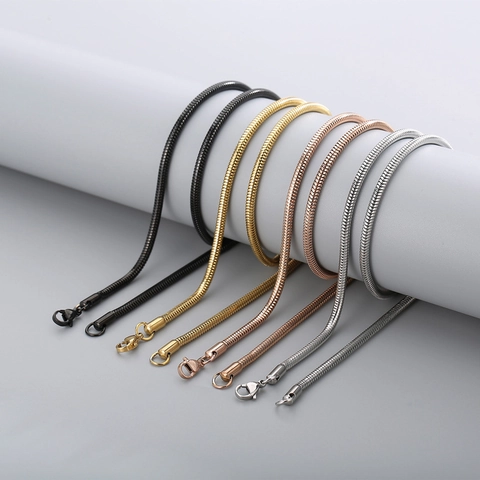 Stainless Steel Snake Bone Chain Necklace Minimalist Round Snake Chain For Men Women European American Fashion Jewelry