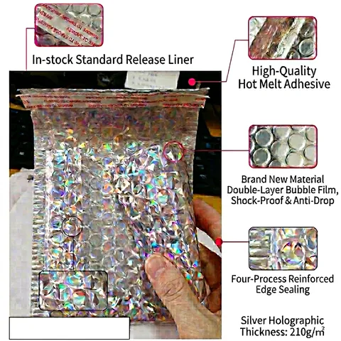 Holographic Bubble Mailers Laser Padded Envelopes Waterproof Self Seal Shipping Bags For Gift Business Packaging