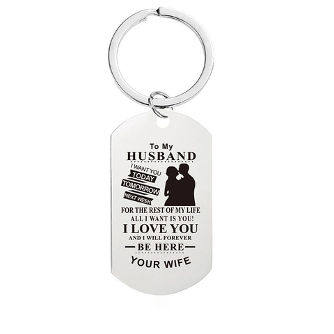 Edelstahl Dog Tag Schlüsselanhänger Inschrift Emotionaler Text Geschenk Für Ehemann Ehefrau Freund Freundin Jahrestag Valentinstag