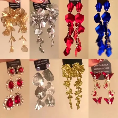 Blumenblatt Lange Quaste Hängeohrringe Legierung Harz Nischen Design Retro Schmuck Für Damen Mit 925 Sterling Silber Ohrstecker