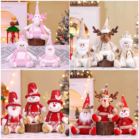 Gnomi Di Natale Decorazioni Peluche Babbo Natale Pupazzo Di Neve Renna Gambe Lunghe Ornamenti Scrivania Tessuto Paillettes Senza Volto