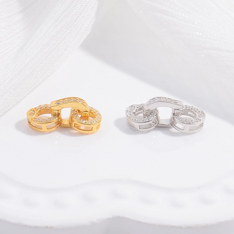 Chiusura Per Connettore Di Gioielli In Argento Sterling S925 Con Micro Zirconia Ferro Di Cavallo Quadrato Fiocco Per La Creazione Di Collane Braccialetti DIY