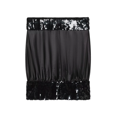 Sequin Patchwork Tube Top Strapless Satin Slim Fit Black Elegant Night Out Party Cropped Top For Women