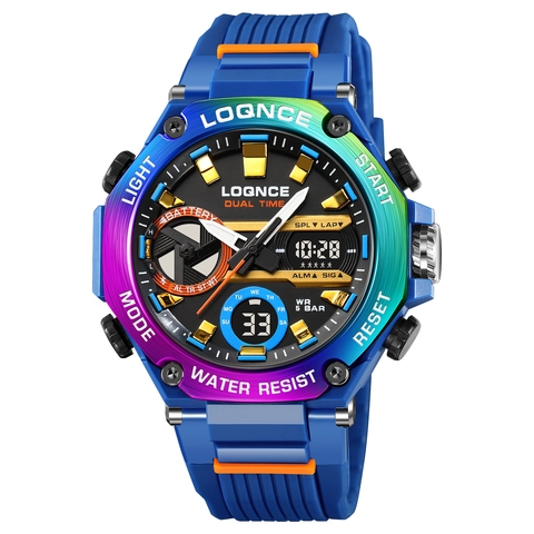 Orologio Sportivo Uomo Digitale Analogico Doppia Visualizzazione Impermeabile Luminoso Doppio Orario Militare Esterno ABS PU