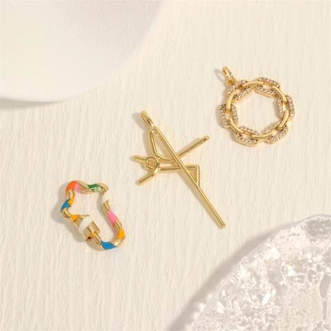Cross Star Charms Pendants Copper Gold Plated Micro Inlaid Zircon DIY Jewelry Making Accessories Necklace Components