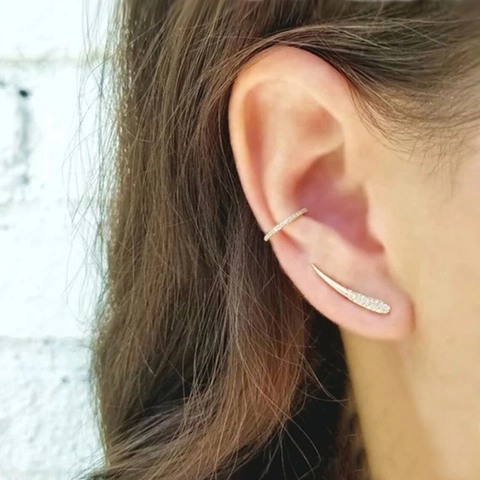Minimalisti Orecchini a Bottone con Perno in Argento Sterling 925 Rame Zirconia Intarsiato Barra Dritta Donna Gioielli
