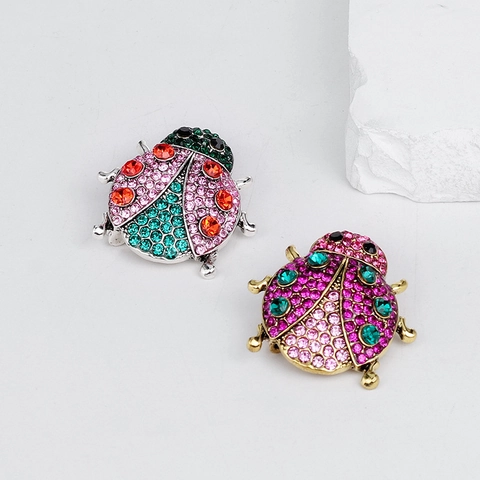 Broche de Mariquita de Moda con Diamantes de Imitación Incrustados Aleación Animal Insecto Corsage Joyería Decorativa para Mujer Accesorios de Ropa Regalo
