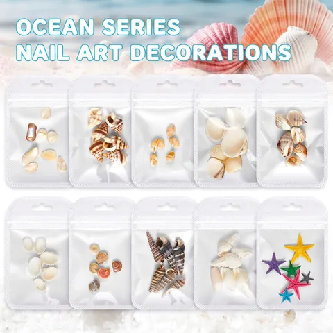 Decoración Arte De Uñas Serie Océano Concha Natural Caracola Estrella De Mar Resina Para Manicura DIY Estilo Playa Hawái