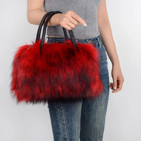 Borsa A Mano In Pelliccia Sintetica Grande Capacità Borsa Tote Soffice Per Donna Borsa In Peluche Morbida Con Manici In Pelle