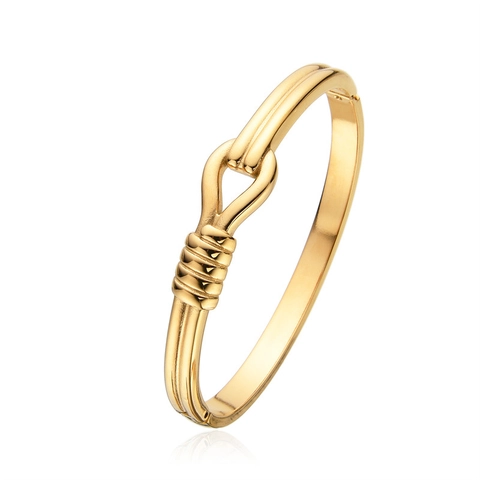 Minimalist Stainless Steel Gold Plated Bangle Bracelet For Women Horseshoe Buckle Knot Geometric Open Cuff Fashion Jewelry Gift