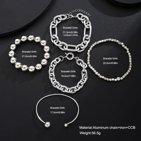 Braccialetti Impilabili Moda Donna Lega Alluminio Ferro Plastica Catena Cuore Farfalla Croce Ciondolo Hip Hop Gioielli Regolabili