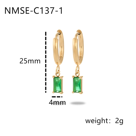 Modern Stainless Steel Rectangle Zirconia Drop Earrings For Women Gold Silver Plated Geometric Jewelry For Party Wedding