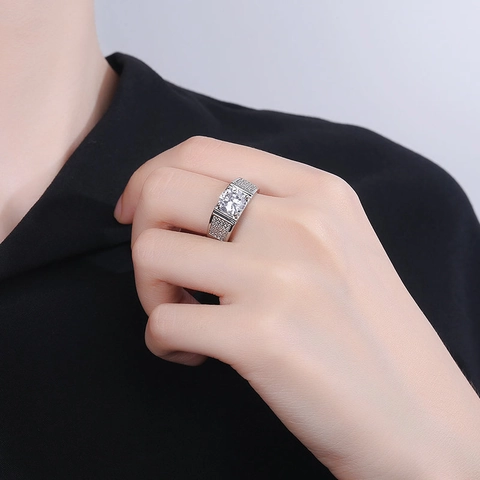 Herren Ring Verstellbar Offen Mit Rundem Zirkonia Luxus Micro Pave Modeschmuck