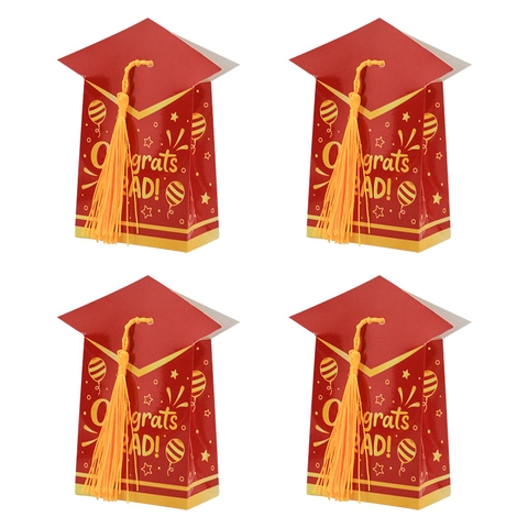 Graduation Cap Shape Gift Boxes Paper Candy Treat Case With Tassel Congrats GRAD Print Party Favors DIY Novelty