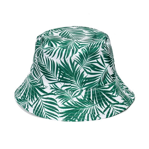 Tropical Print Bucket Hat Summer Beach Sun Protection Polyester Fisherman Hat Floral Fruit Palm Leaf Patterns For Women