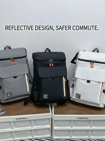 Zaino Grande Capacità Nylon Impermeabile Striscia Riflettente Borsa Scuola Viaggio Stile Urbano Casual Per Uomini Donne