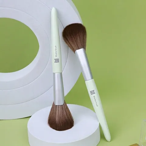 Pennello Per Fard Professionale Setole In Fibra Sintetica Morbida Manico In Legno Strumento Per Trucco Verde Chiaro