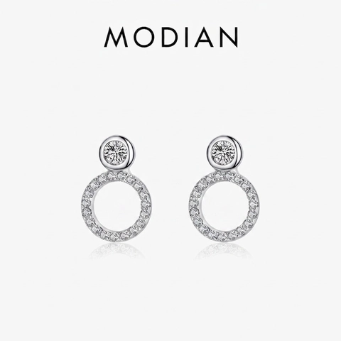 Pendientes De Botón De Plata De Ley 925 Para Mujer Con Zirconia Doble Círculo Geométrico Elegante Joyería De Moda