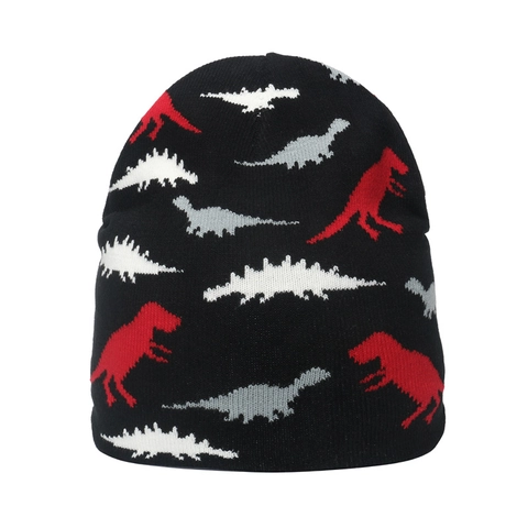 Bonnet En Maille Acrylique Chaud Hiver Coupe-Vent Motifs Graphiques Dinosaure Crâne Pour Hommes Femmes Couvre-Chef Décontracté
