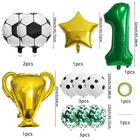 Soccer Birthday Balloon Trophy Aluminum Foil Latex Decorations Sports Theme Party Celebration Supplies Kids Boy Newborn