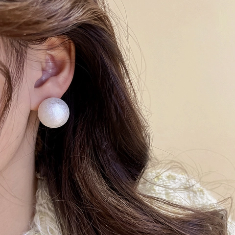 Simple Faux Artificial Pearl Stud Earrings With 925 Sterling Silver Earring Post Elegant Acrylic Round Ball Jewelry For Women