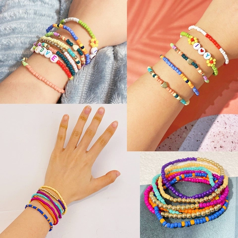 Multicolor Glass Seed Beads DIY Jewelry Making Supplies With Alloy Charms Scissors Elastic Thread For Bracelet Necklace Crafting