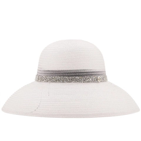 Cappello Da Sole In Paglia A Tesa Larga Da Donna Con Bordo In Strass E Ciondolo M Stile Hepburn Francese Spiaggia