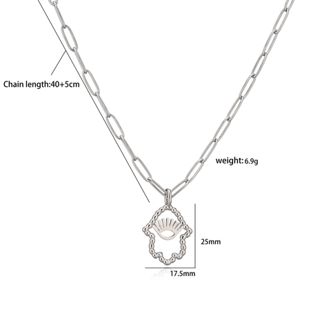 Anhänger Halskette Edelstahl Büroklammer Kette Kupfer Zirkon Hamsa Hand Bär Herz Modeschmuck Für Damen