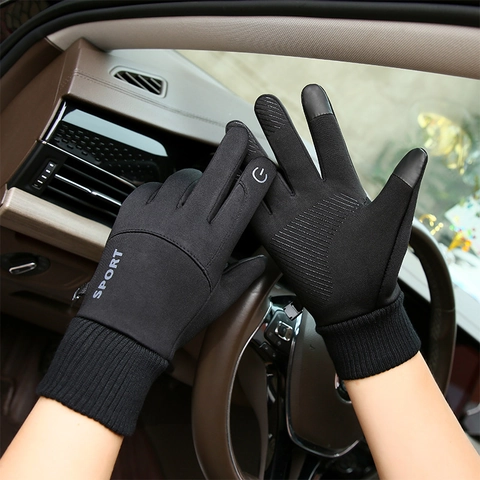 Guantes de Ciclismo Térmicos de Invierno para Hombre Impermeables Antiviento Pantalla Táctil Forro de Felpa Antideslizantes