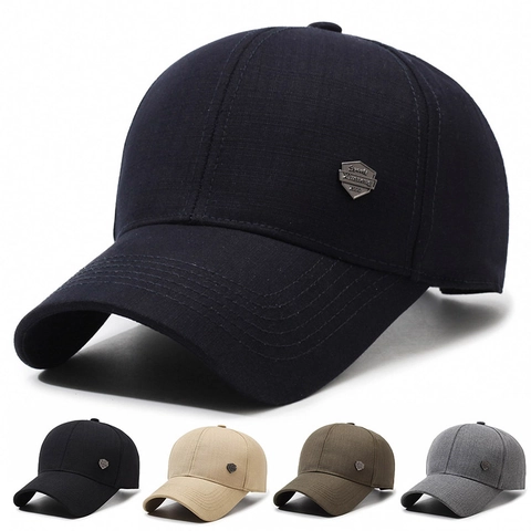 Cappellino Da Baseball Uomo Esterno Protezione Solare Sport Cappello Regolabile Traspirante Tessuto Texturizzato Dettaglio Metallo