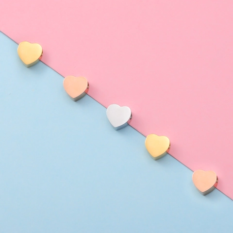 Cuentas De Acero Inoxidable 304 Con Forma De Corazón Agujero Pequeño Pulido Espejo Espaciadores Para Hacer Joyas DIY