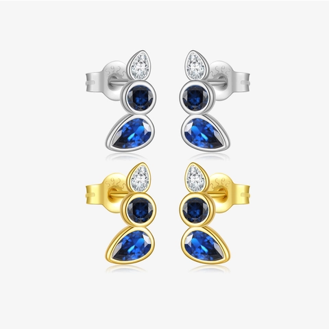 925 Sterling Zilver Waterdruppel Oorknopjes Voor Vrouwen Minimalistisch Koreaanse Stijl Strass Ingelegd Blauw Wit Oorbellen Sieraden