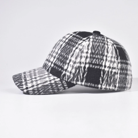 Karo Baseballkappe Verdickte Wolltextur Warm Herbst Winter Retro Verstellbare Freizeit Kappe Für Herren Damen
