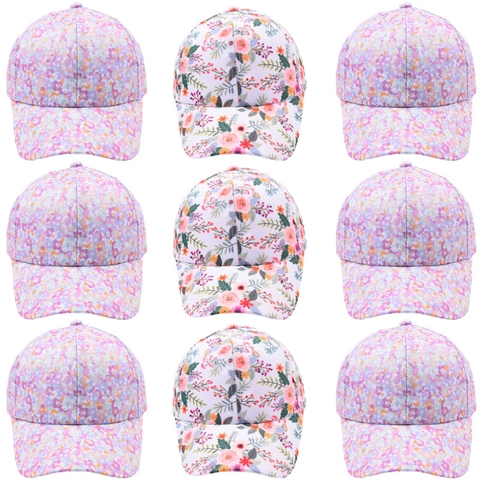 Gorra de Béisbol Floral para Niños Algodón Sombrero de Sol Ajustable para Niñas Pequeñas Viajes al Aire Libre Primavera Verano