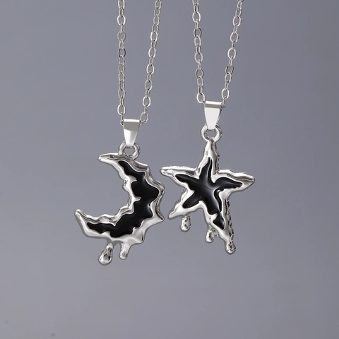 Gothic Star Moon Cross Pendant Necklaces Earrings Bracelet Alloy Enamel Irregular Liquid Metal Y2K Punk Jewelry