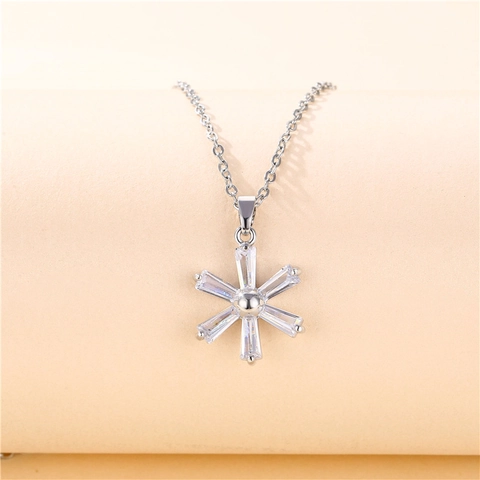 Collana Con Pendente A Fiore Da Donna Acciaio Al Titanio Catena In Acciaio Inossidabile Zircone Intarsiato Girasole