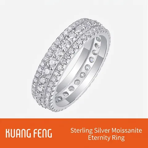 925 Sterling Silver Moissanite Ring Women Luxury Eternity Band Wedding Engagement Jewelry Minimalist Style Gift