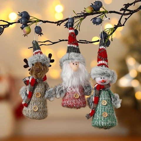 Addobbi Natalizi Appesi In Peluche Lavorato A Maglia Babbo Natale Pupazzo Di Neve Renna Per Albero Decorazione Artigianale