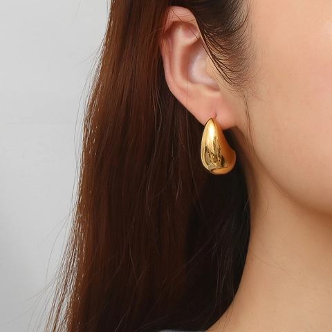 Pendientes De Gota De Agua Para Mujer Acero Inoxidable Chapado En Oro 18K Minimalista Lujo Forma Lágrima Joyería De Moda