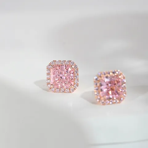 Quadratische Halo Ohrstecker Zirkonia Kupfer Schmuck Mit 925 Sterling Silber Ohrringpfosten Elegant Für Damen
