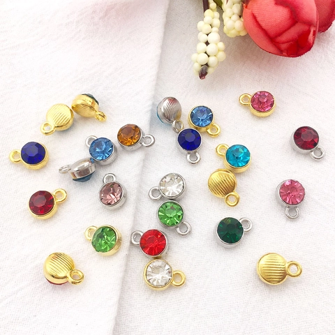 Ciondoli Rotondi Pietra Natale Lega Strass Pendenti Per DIY Creazione Gioielli Accessori Oro Argento