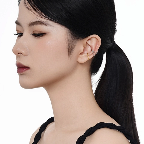 Gehämmerte Textur Ohrmanschetten 925 Sterlingsilber Ohne Piercing Minimalistisches Nischendesign Faltige Ohrclips Für Frauen