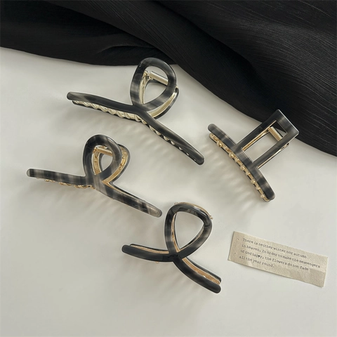 Large Hair Claw Clip Acetate Marble Pattern Strong Hold For Thick Hair Elegant Accessory Women