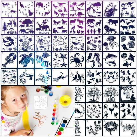 Pochoirs De Peinture Dessin PET Plastique Creux Modèles Réutilisables Pour Scrapbooking DIY Mur Animal Floral