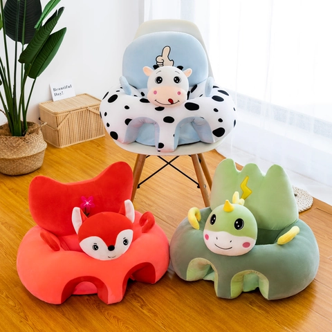 Siège De Soutien Bébé Canapé Apprentissage Peluche Coton PP Forme Animale Chaise De Sol Douce Antichute