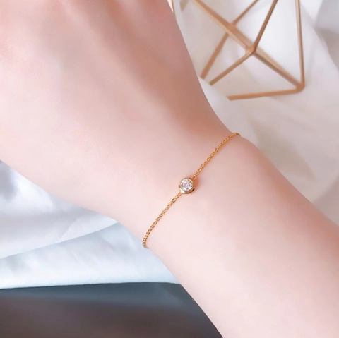 Minimalistische Solitaire Zirkoon Armband Titanium Staal 18K Verguld Franse Luxe Verstelbare Ketting Sieraden Voor Dames